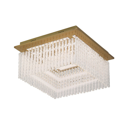 Naples Antique Brass Medium Square LED Modern Crystal Close to Ceiling