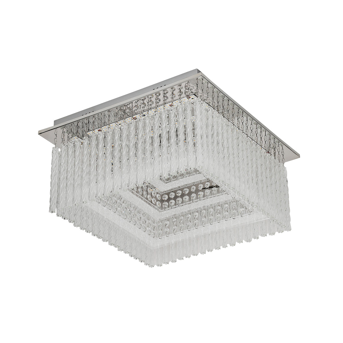 Naples Chrome Medium Square LED Modern Crystal Close to Ceiling