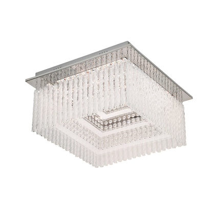 Naples Chrome Medium Square LED Modern Crystal Close to Ceiling