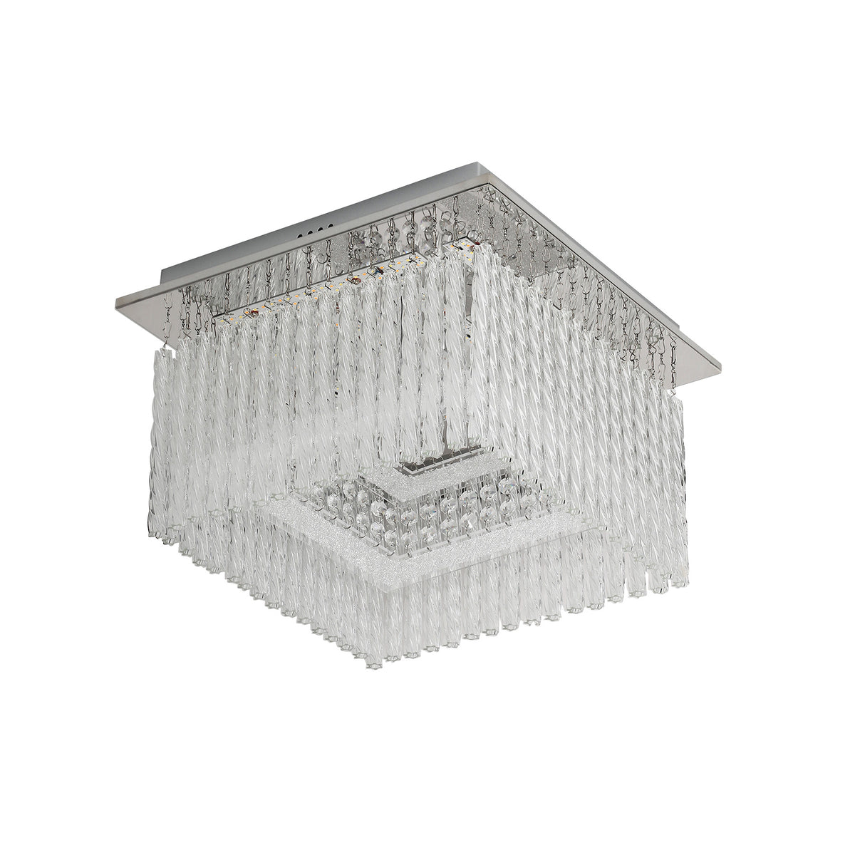 Naples Chrome Small Square LED Modern Crystal Close to Ceiling