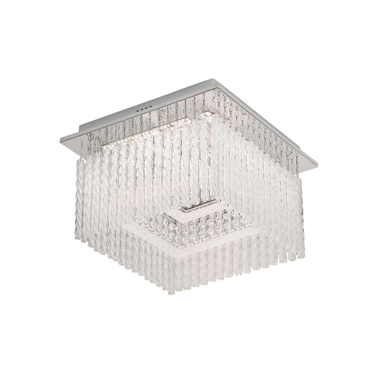 Naples Chrome Small Square LED Modern Crystal Close to Ceiling