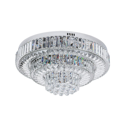 Navia 500 Chrome with Crystal Remote Controlled Tri-Colour LED Close to Ceiling