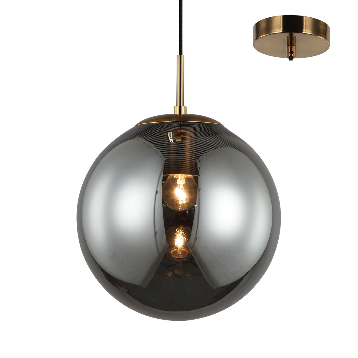 Orio 250mm Bronze and Smoke Modern Spherical Pendant