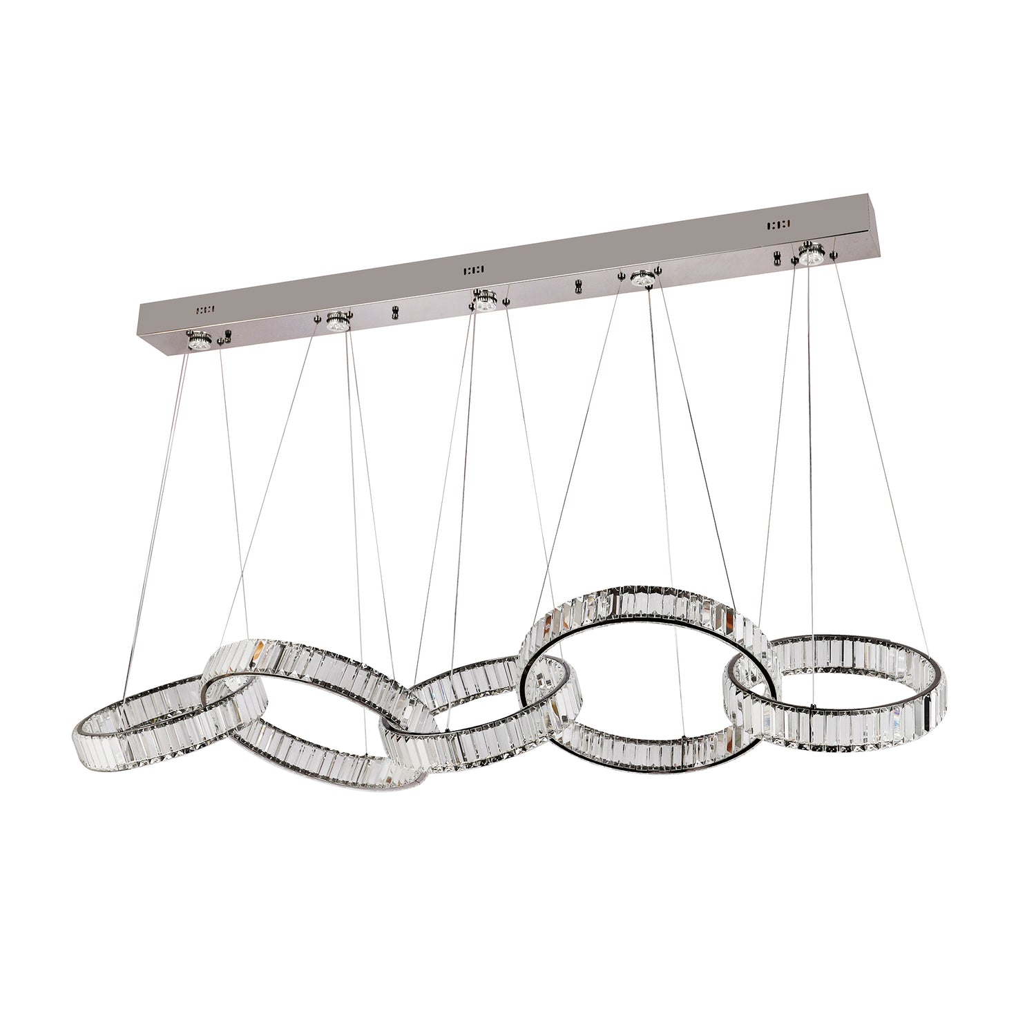 Parrini 5 Bar Gunmetal with Crystal Remote Controlled Tri-Colour LED Pendant