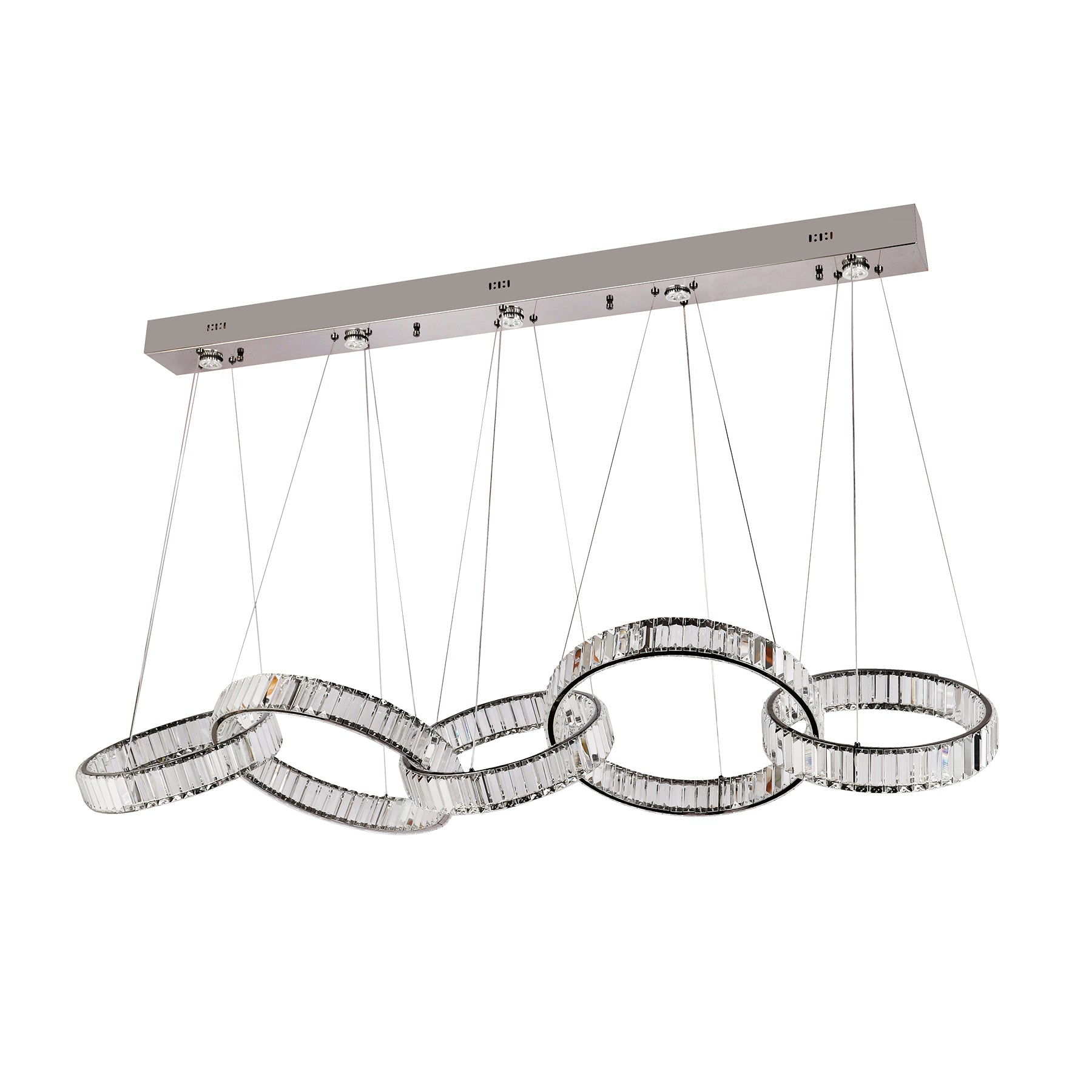 Parrini 5 Bar Gunmetal with Crystal Remote Controlled Tri-Colour LED Pendant