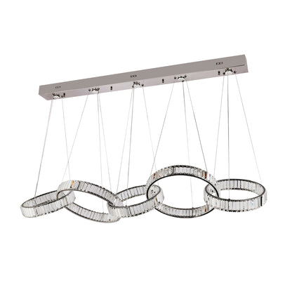 Parrini 5 Bar Gunmetal with Crystal Remote Controlled Tri-Colour LED Pendant