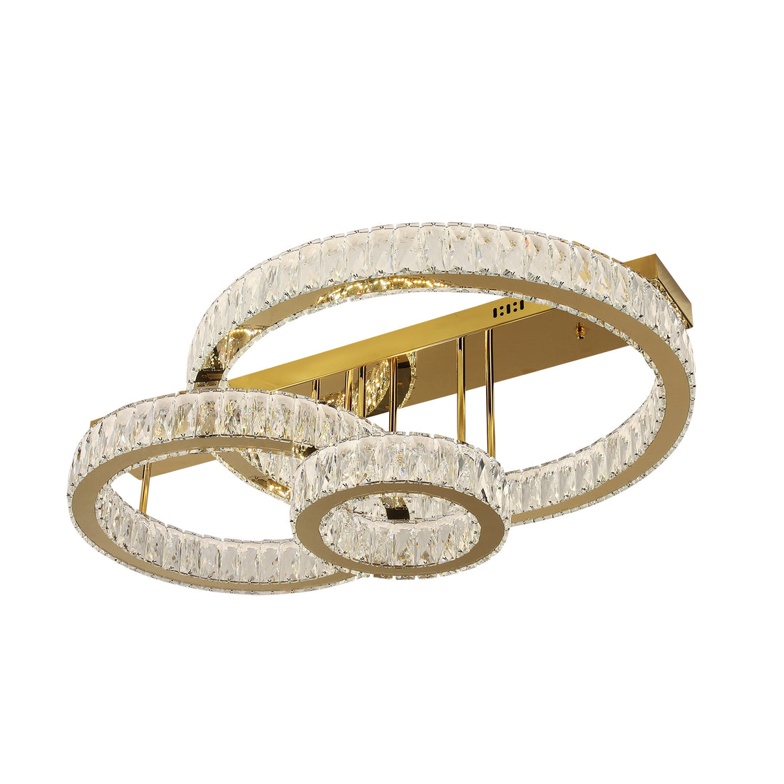 Parrini 700 Gold with Crystal Remote Controlled Tri-Colour LED Close to Ceiling