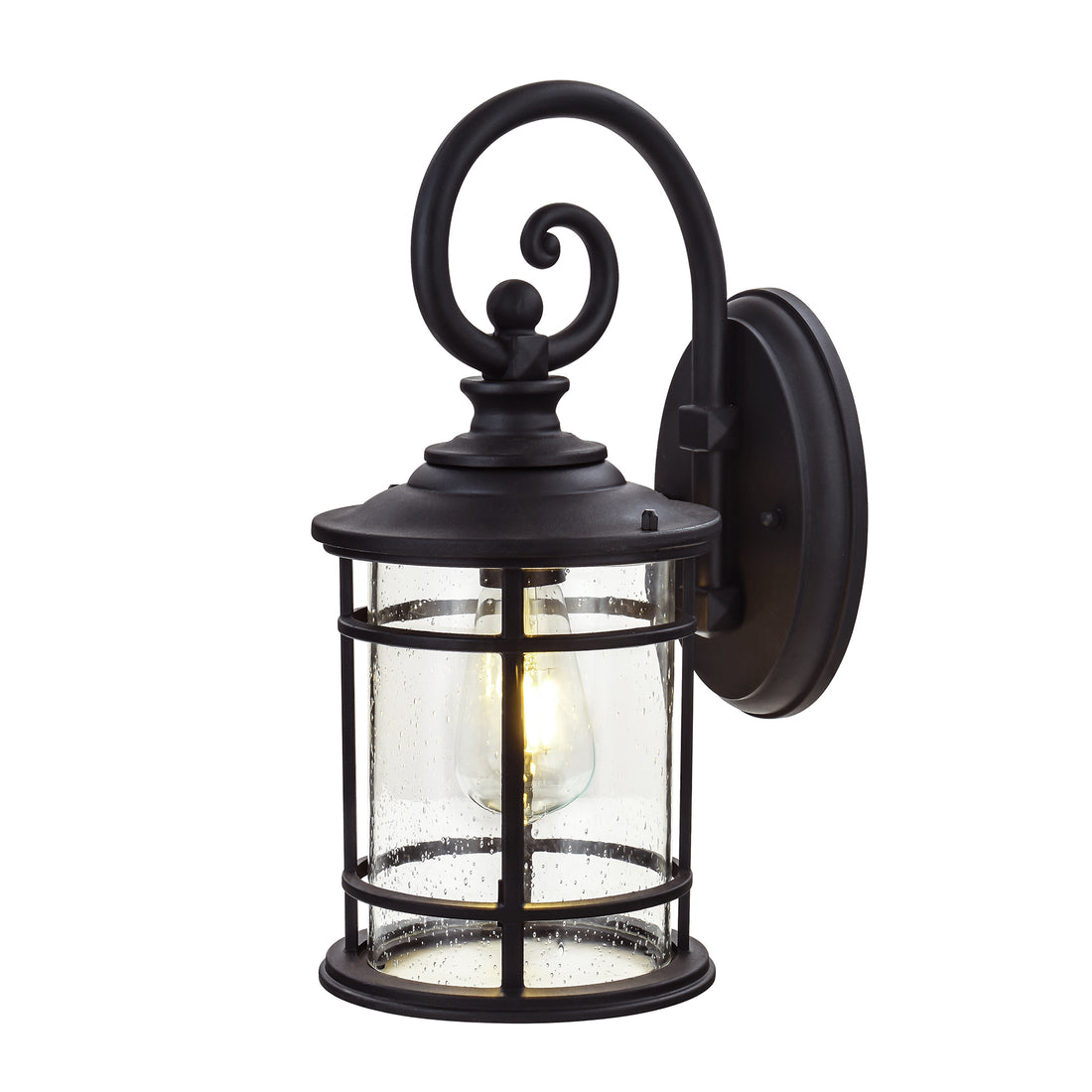 Richmond Medium Black with Seeded Glass Traditional Outdoor Coach Light