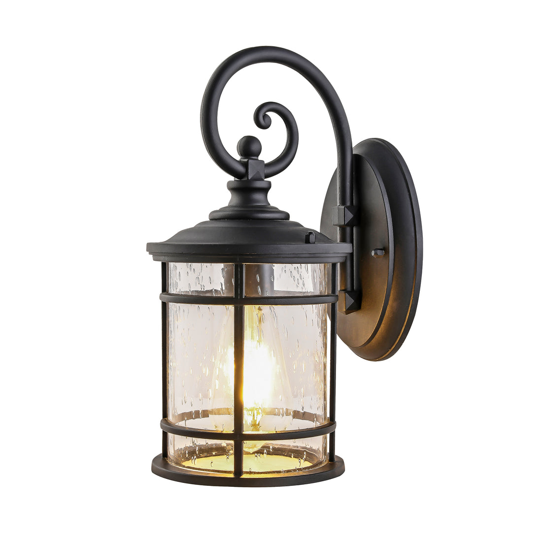 Richmond Small Black with Seeded Glass Traditional Outdoor Coach Light