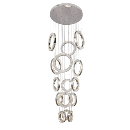 Ronda 15 Ring Cluster Chrome and Crystal Tri-Colour Remote Controlled Chandelier