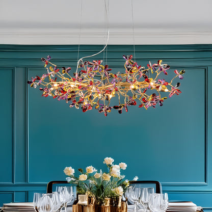 Ruby Gold 1200mm Organic Linear Classic Coloured Crystal Chandelier