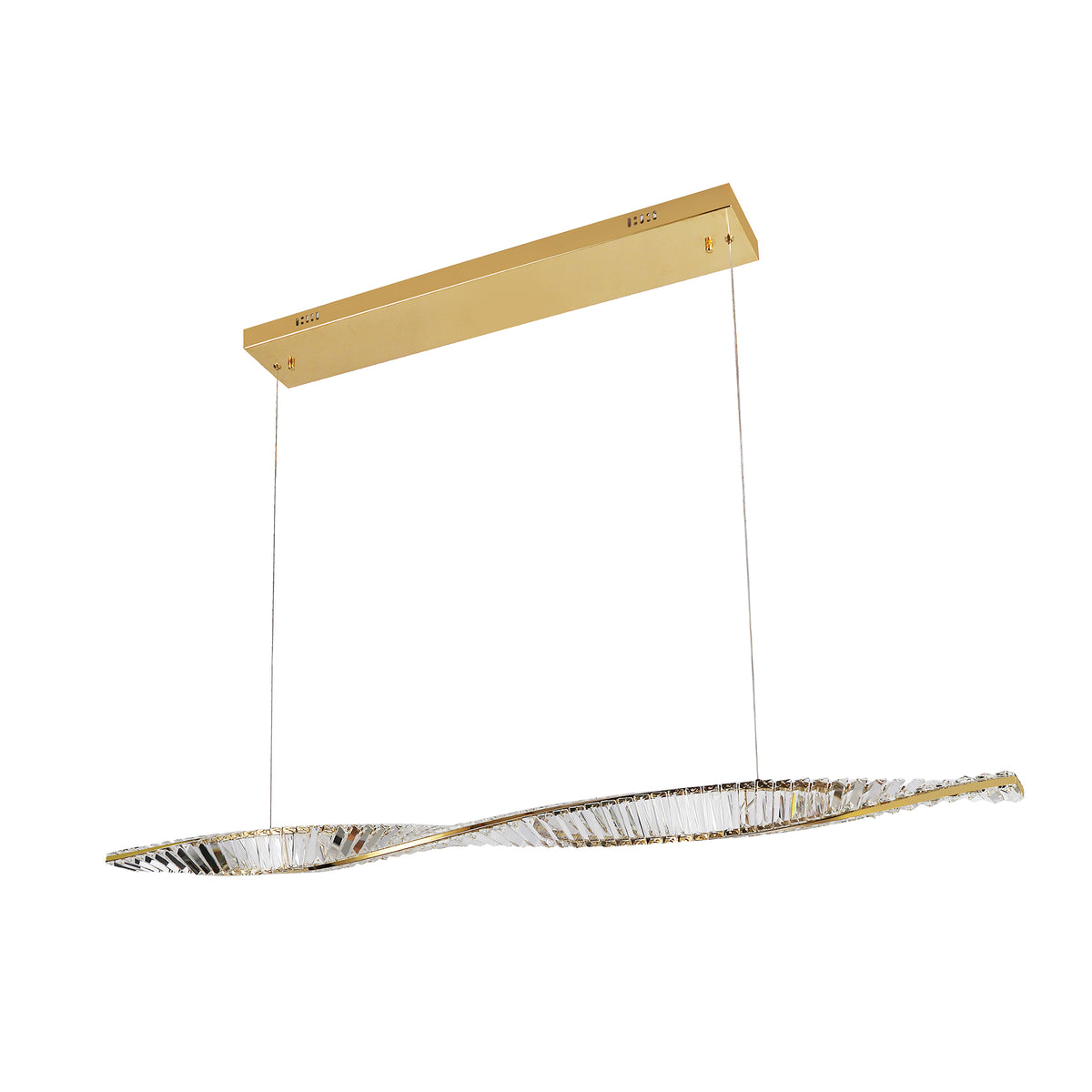 Savoca 1500 Linear Gold with Crystal Remote Controlled Tri-Colour LED Pendant