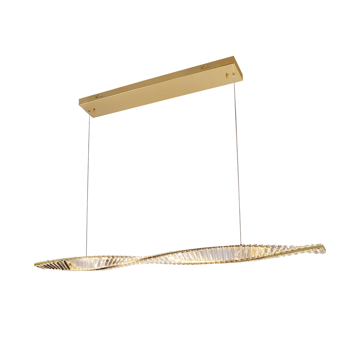 Savoca 1500 Linear Gold with Crystal Remote Controlled Tri-Colour LED Pendant