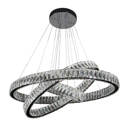 Tempio 3 Ring Oval Gunmetal and Crystal Tri-Colour Remote Controlled Chandelier