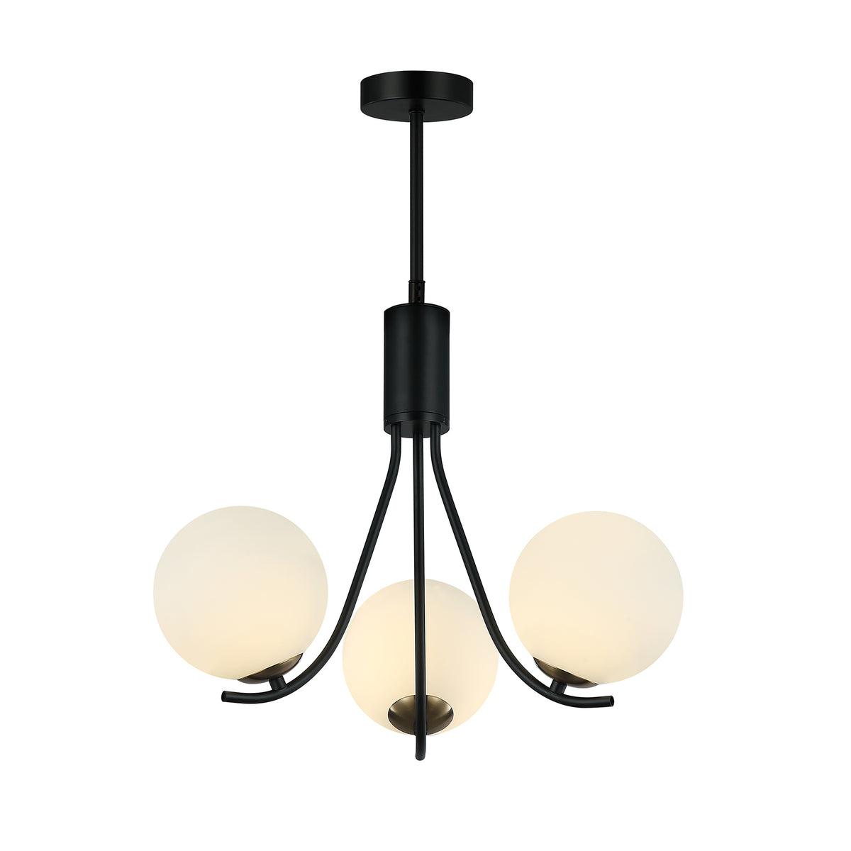 Tessa 3 Light Black and White Glass Modern Retro Pendant
