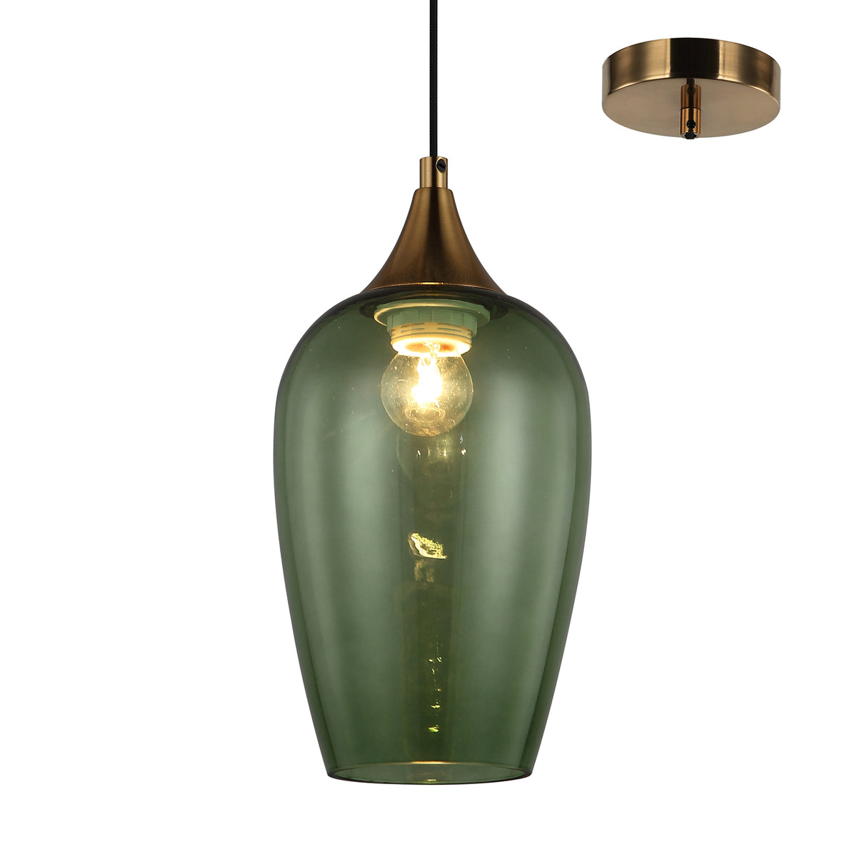 Valdes Bronze and Green Modern Slim Glass Pendant