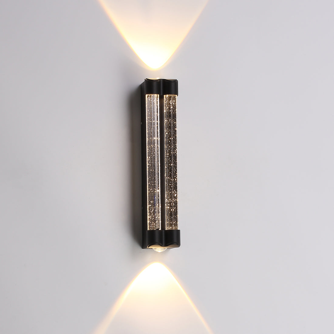 Vilena 300mm Black Bubble Glass Tri-Colour LED Contemporary Exterior