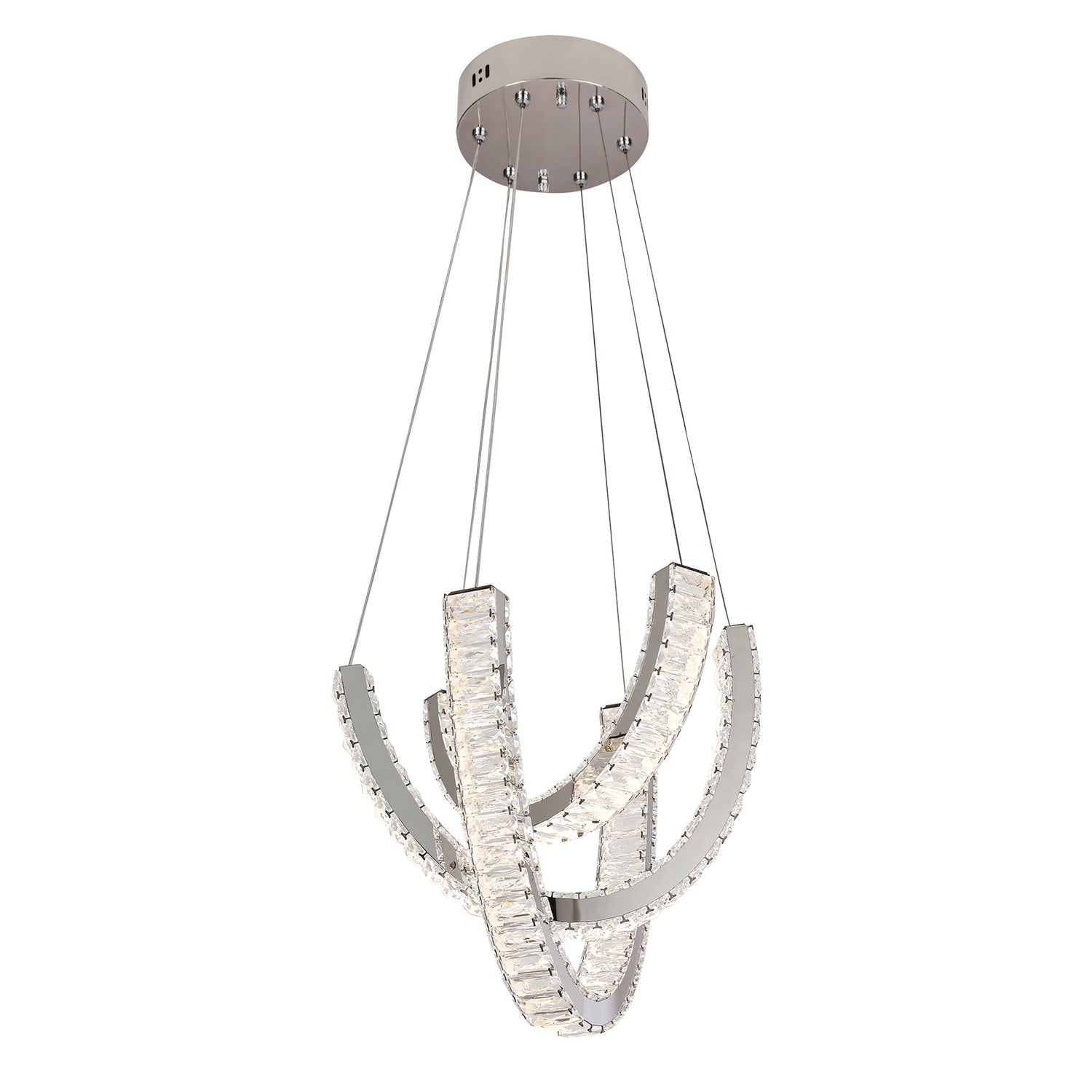 Vuitton 400mm Chrome and Crystal Tri-Colour Remote Controlled Chandelier
