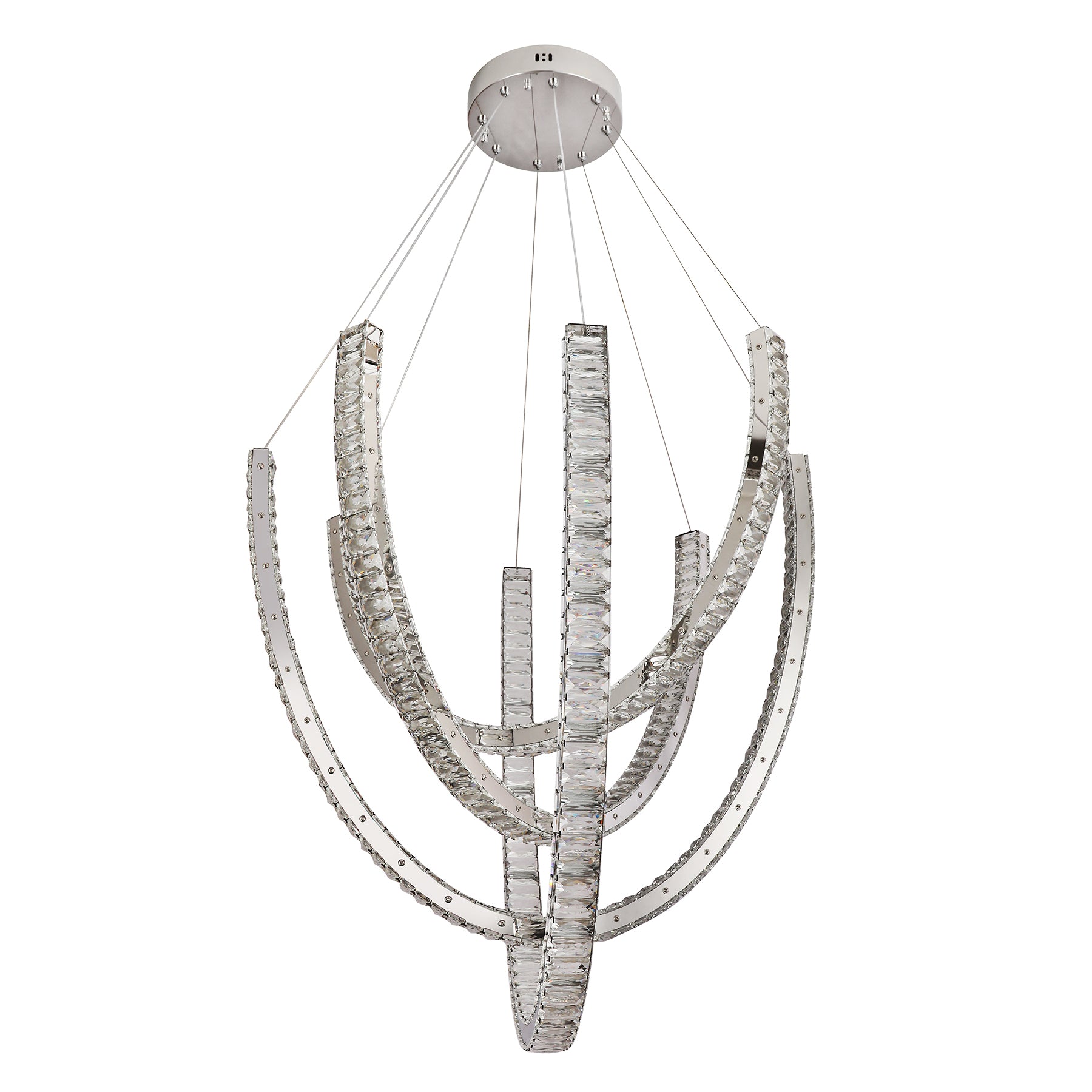Vuitton 800mm Chrome and Crystal Tri-Colour Remote Controlled Chandelier