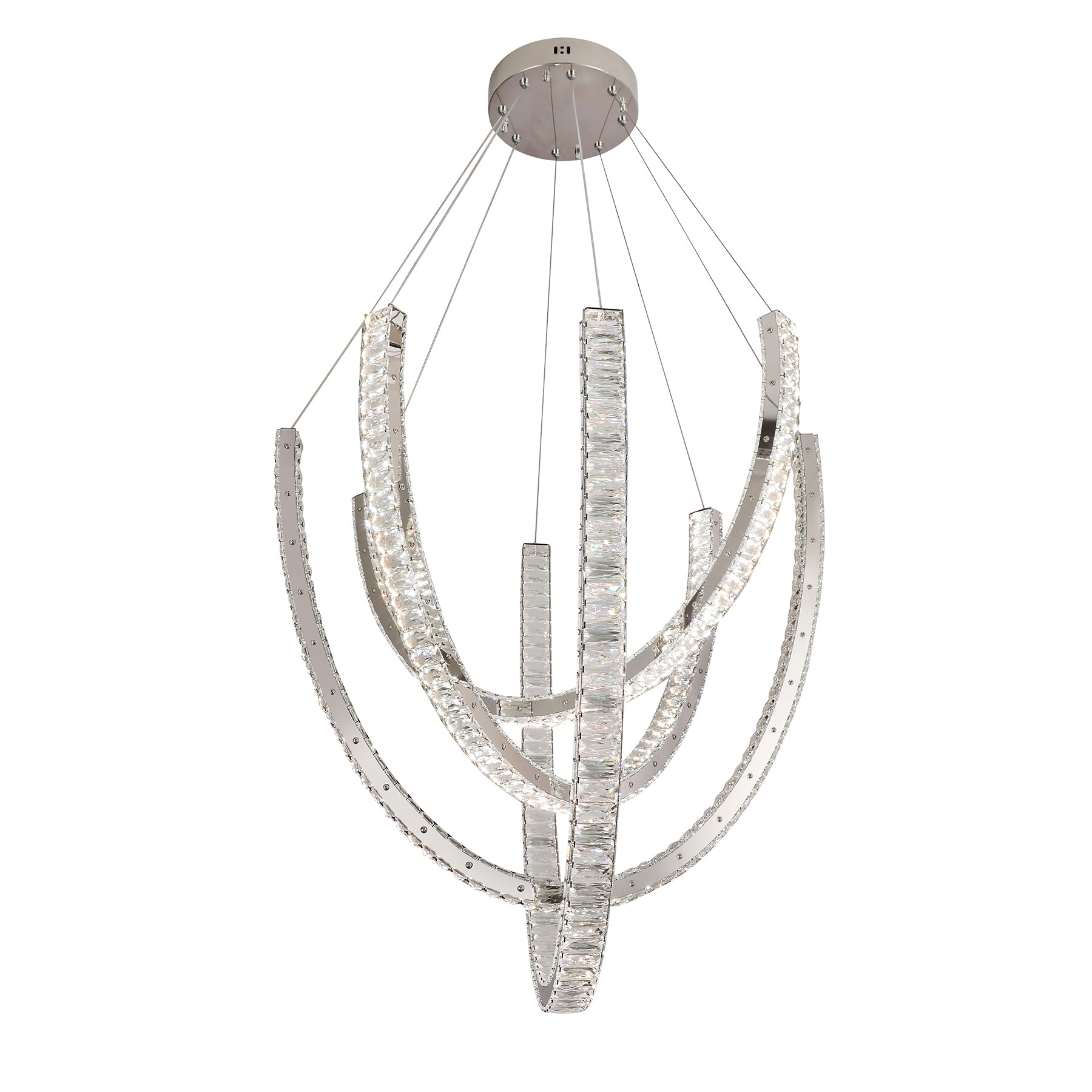Vuitton 800mm Chrome and Crystal Tri-Colour Remote Controlled Chandelier