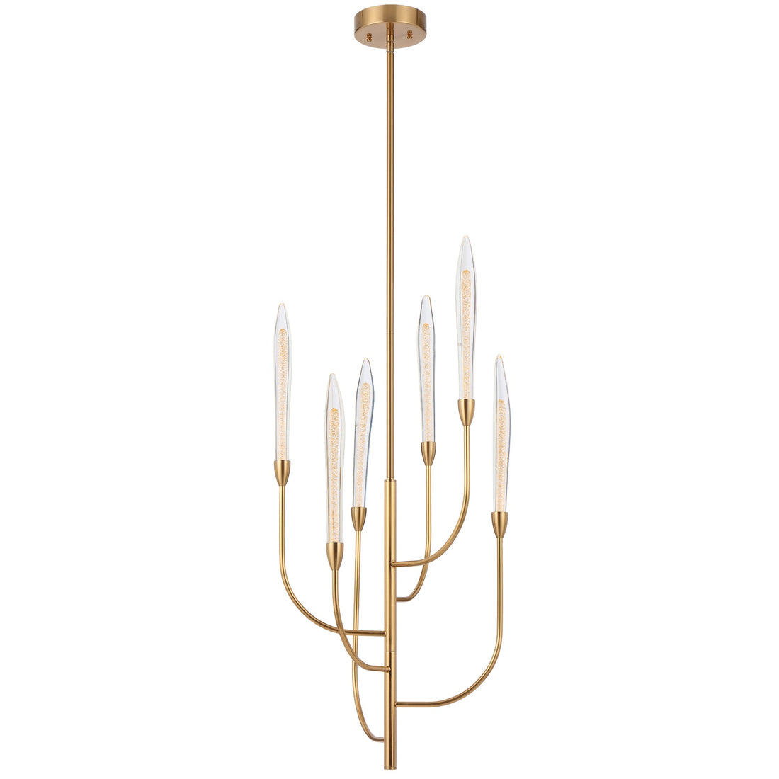 Archer 6 Light Antique Gold and Glass Pendant