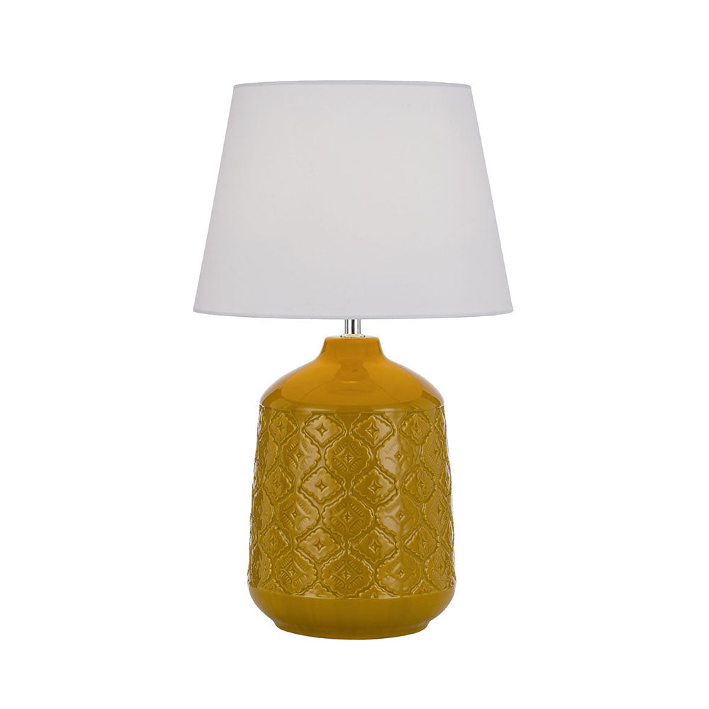 Baci Butterscotch and White Ceramic Table Lamp