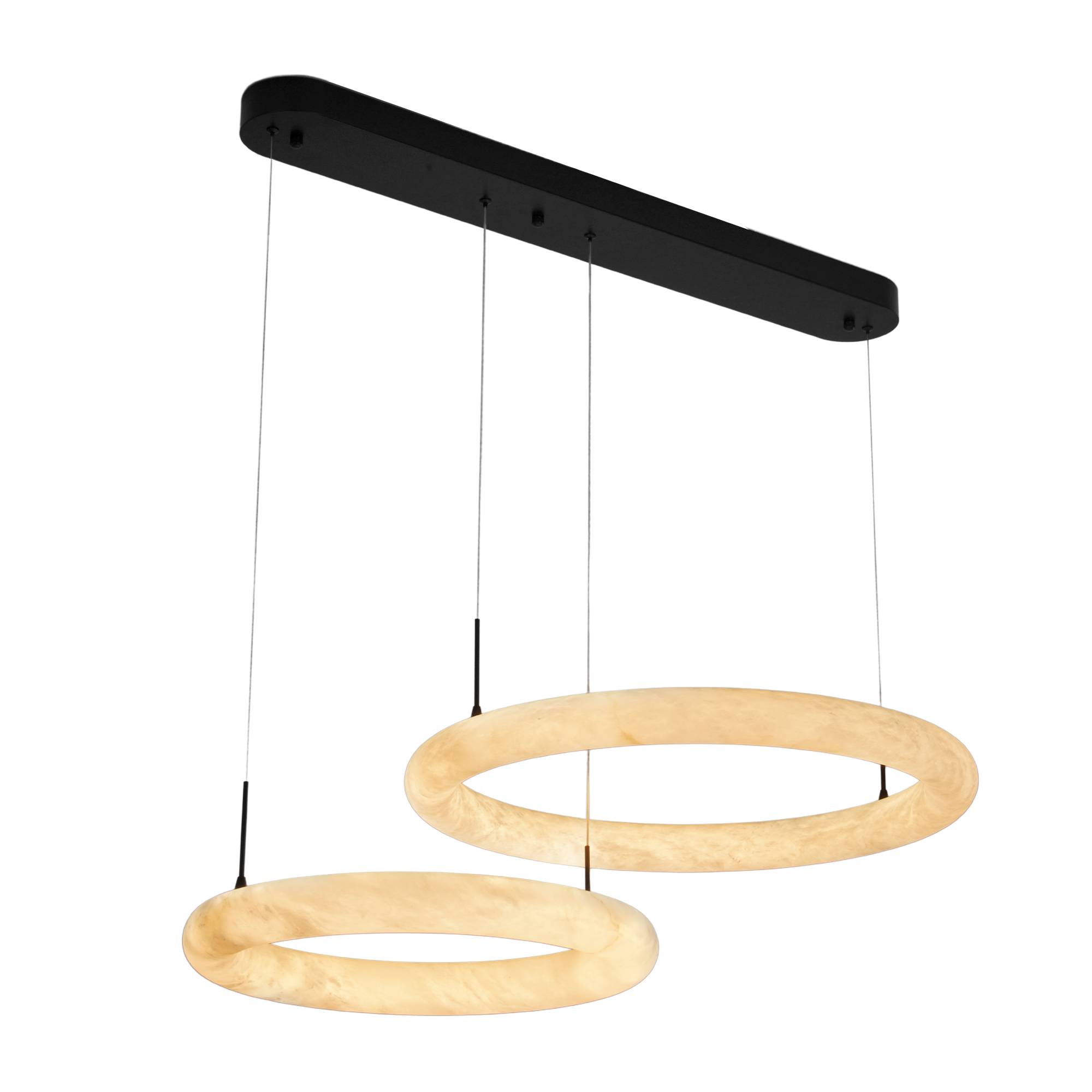Bianca 2 Ring Black with Alabaster Tri-Colour Remote Controlled LED Modern Pendant