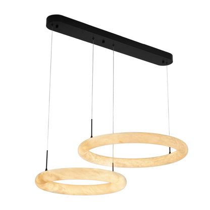 Bianca 2 Ring Black with Alabaster Tri-Colour Remote Controlled LED Modern Pendant