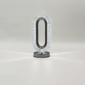 Oval Chrome Crystal-Look Rechargeable Table Lamp