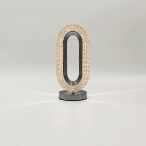 Oval Chrome Crystal-Look Rechargeable Table Lamp