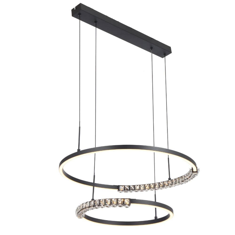 Brera 2 Tier Black with Crystal Modern Tri-Colour Pendant