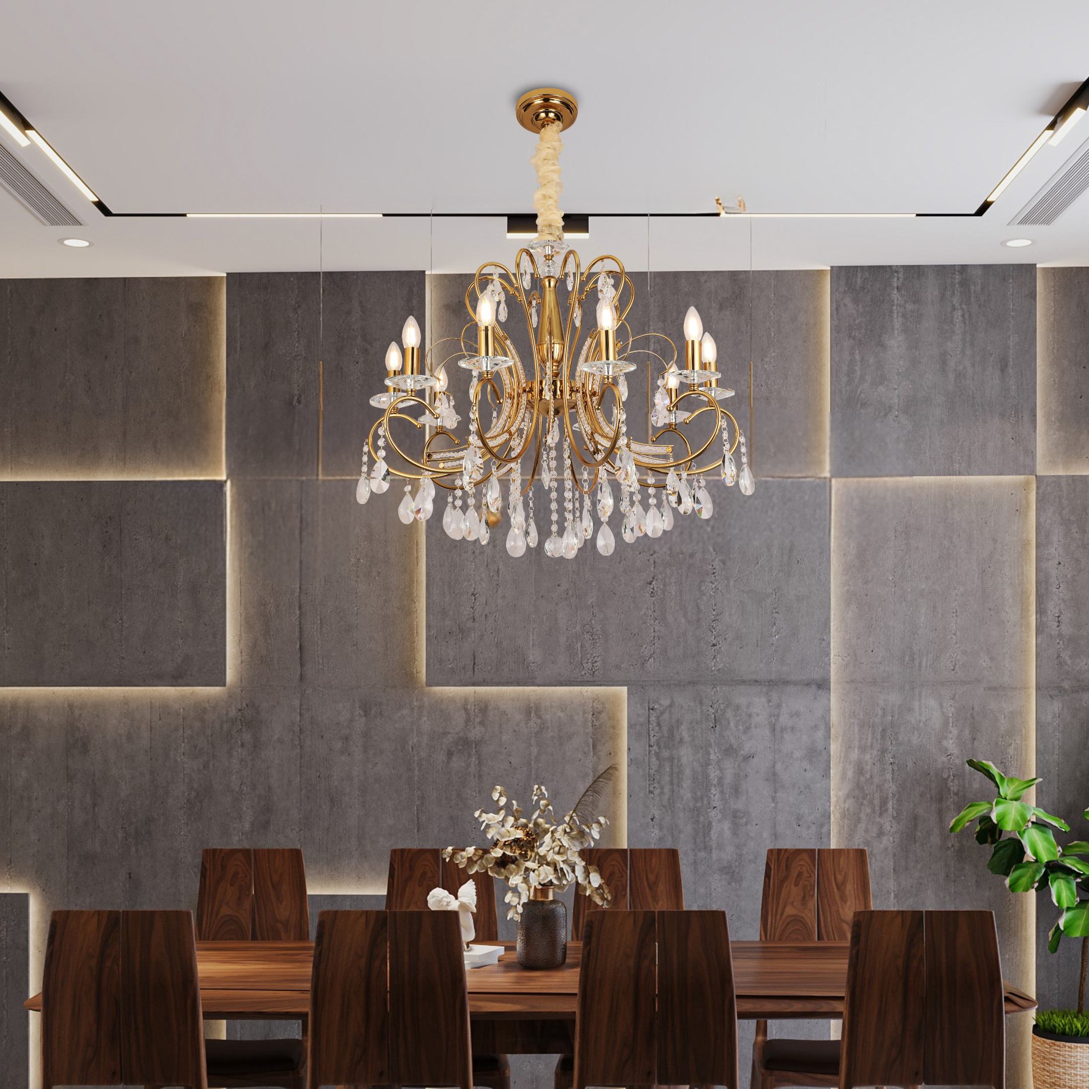 Belice 10 Light Gold Traditional Classic Chandelier