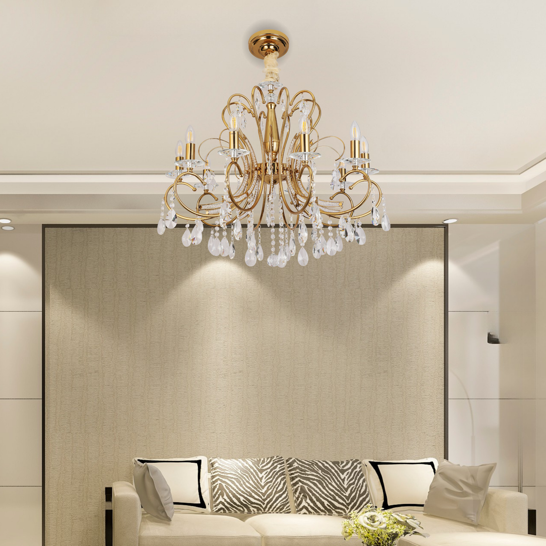 Belice 10 Light Gold Traditional Classic Chandelier