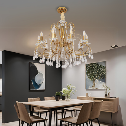 Belice 10 Light Gold Traditional Classic Chandelier
