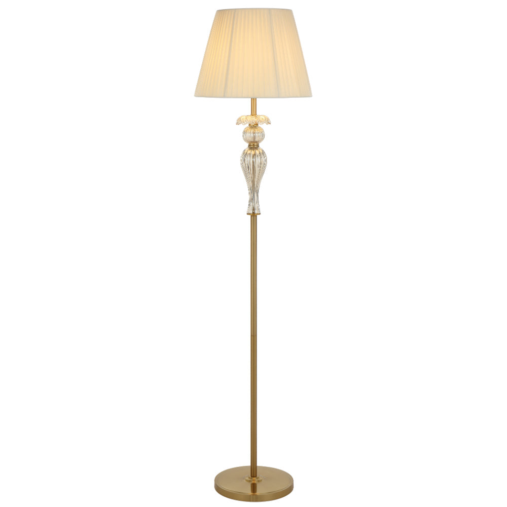 Cadiz Antique Gold and Cream Classic Glass Floor Lamp