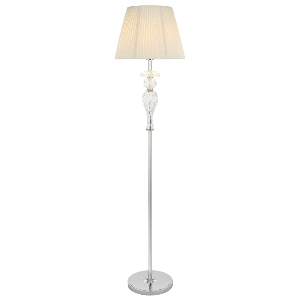 Cadiz Chrome and White Classic Glass Floor Lamp