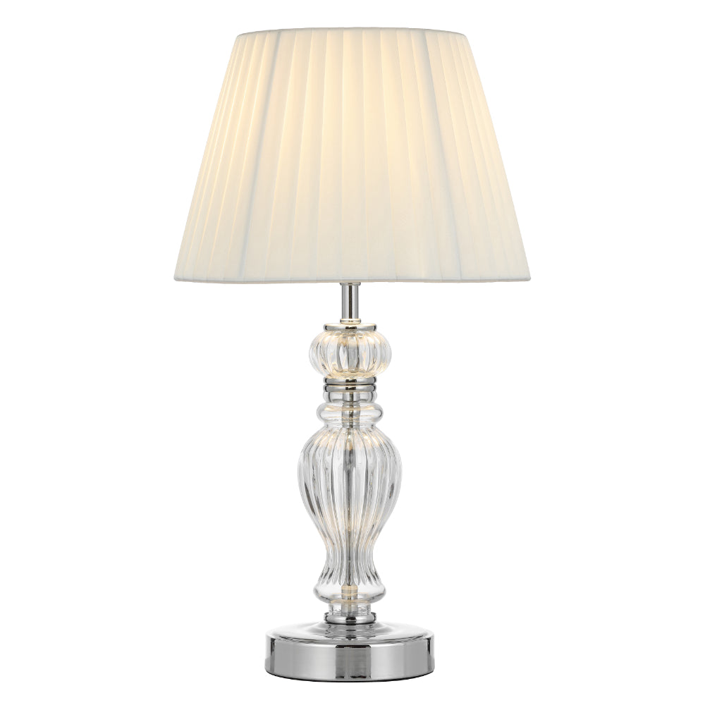 Cadiz Chrome and White Classic Glass Table Lamp