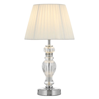 Cadiz Chrome and White Classic Glass Table Lamp