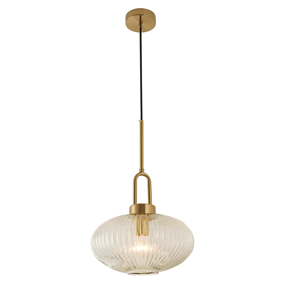 Cape Satin Brass with Ridged Clear Glass Hampton Style Pendant