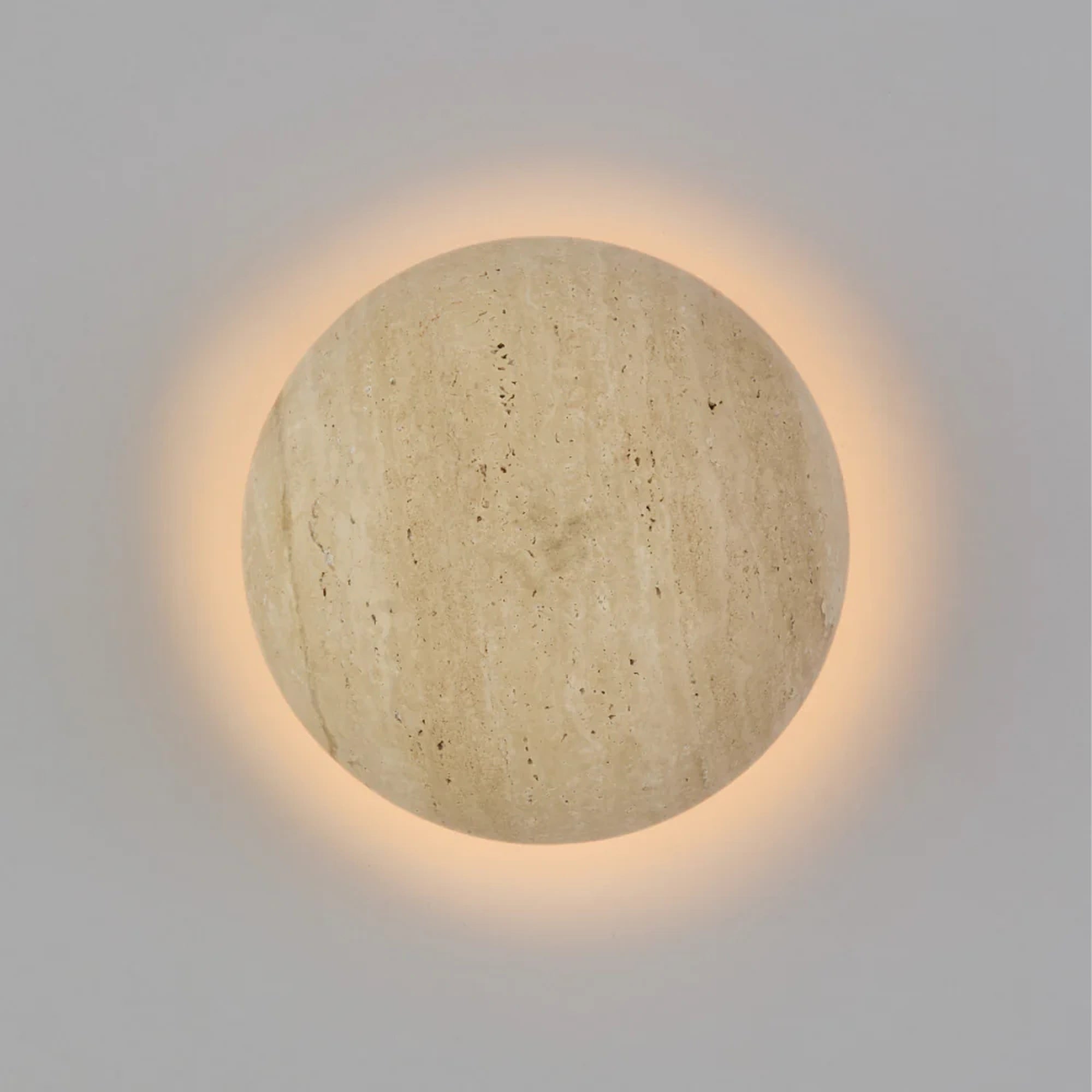Casar Beige Travertine Round 3000k LED Contemporary Wall Light