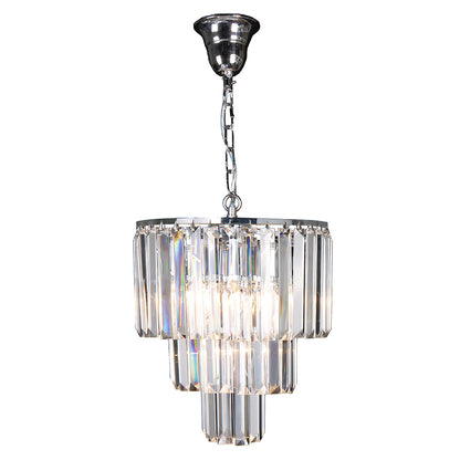 Celestial 3 Tier Chrome Crystal Prism Chandelier Pendant