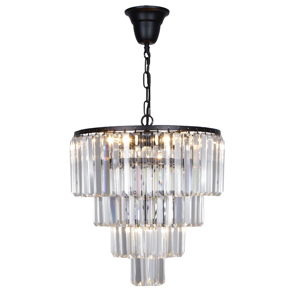 Celestial 4 Tier Black 5 Light Crystal Prism Chandelier Pendant