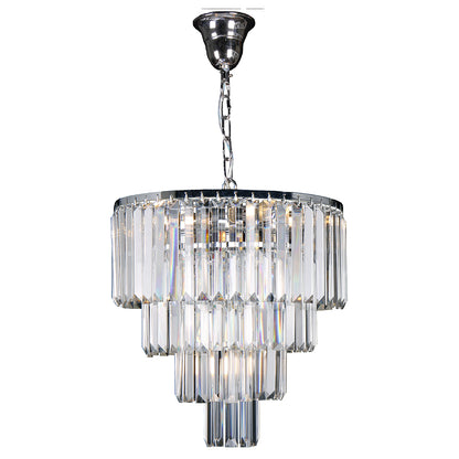 Celestial 4 Tier Chrome 5 Light Crystal Prism Chandelier Pendant