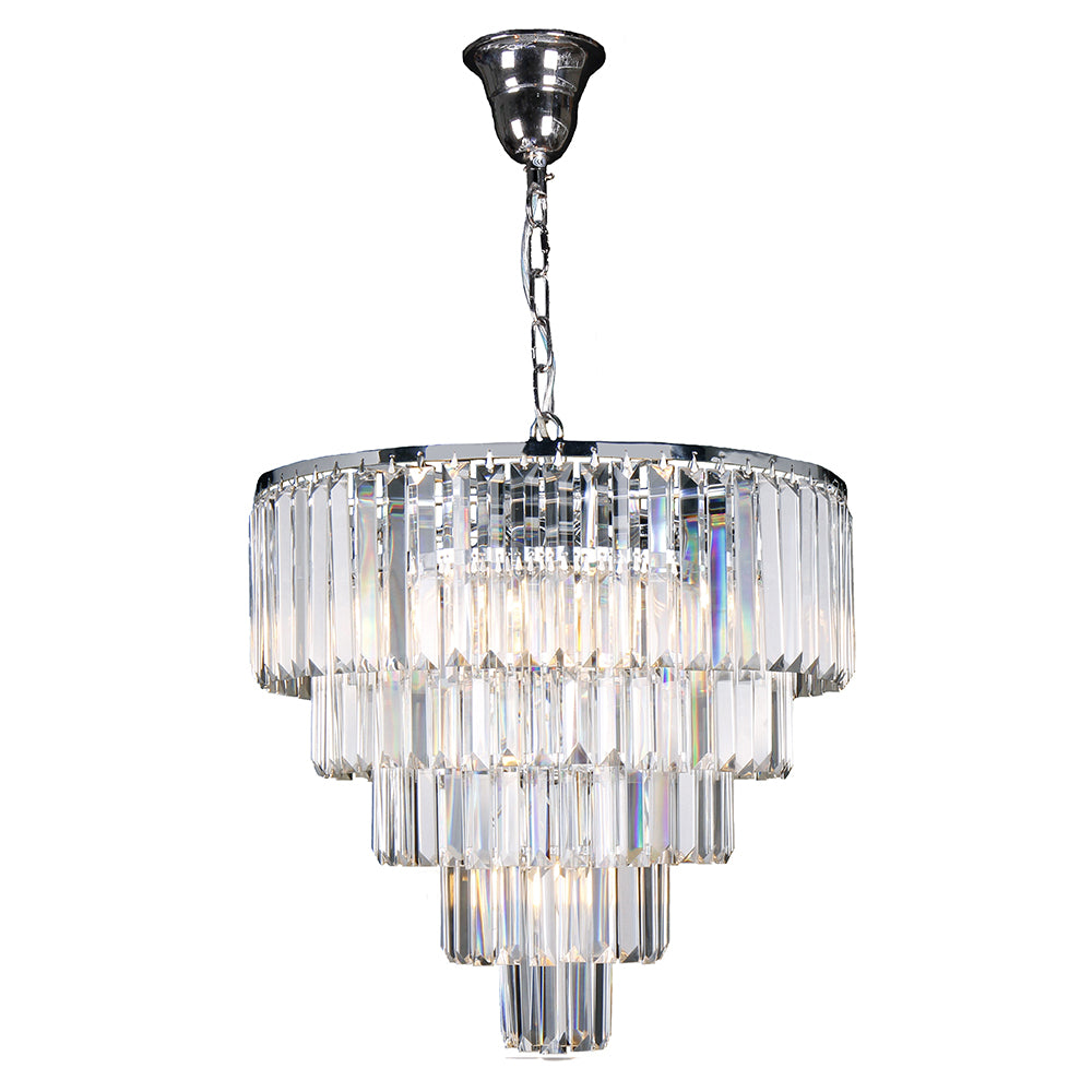 Celestial 5 Tier Chrome 10 Light Crystal Prism Chandelier Pendant