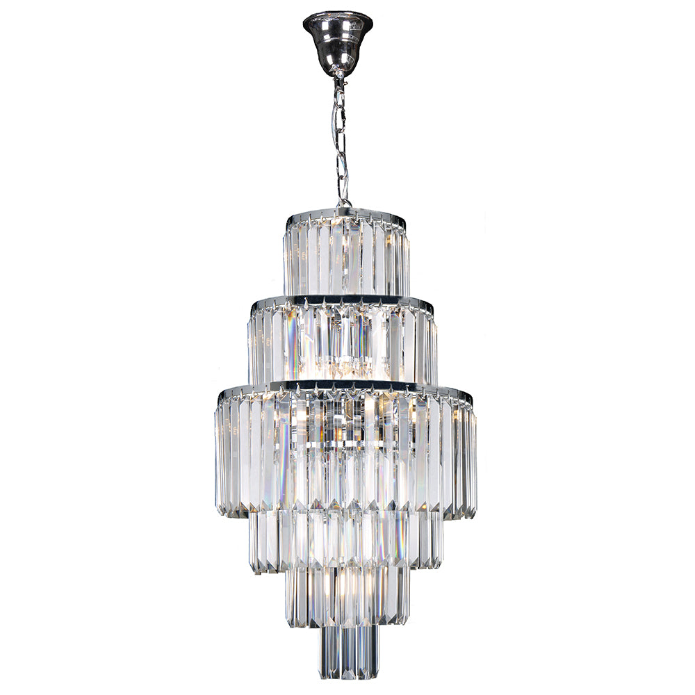 Celestial 6 Tier Chrome 9 Light Crystal Prism Chandelier Pendant