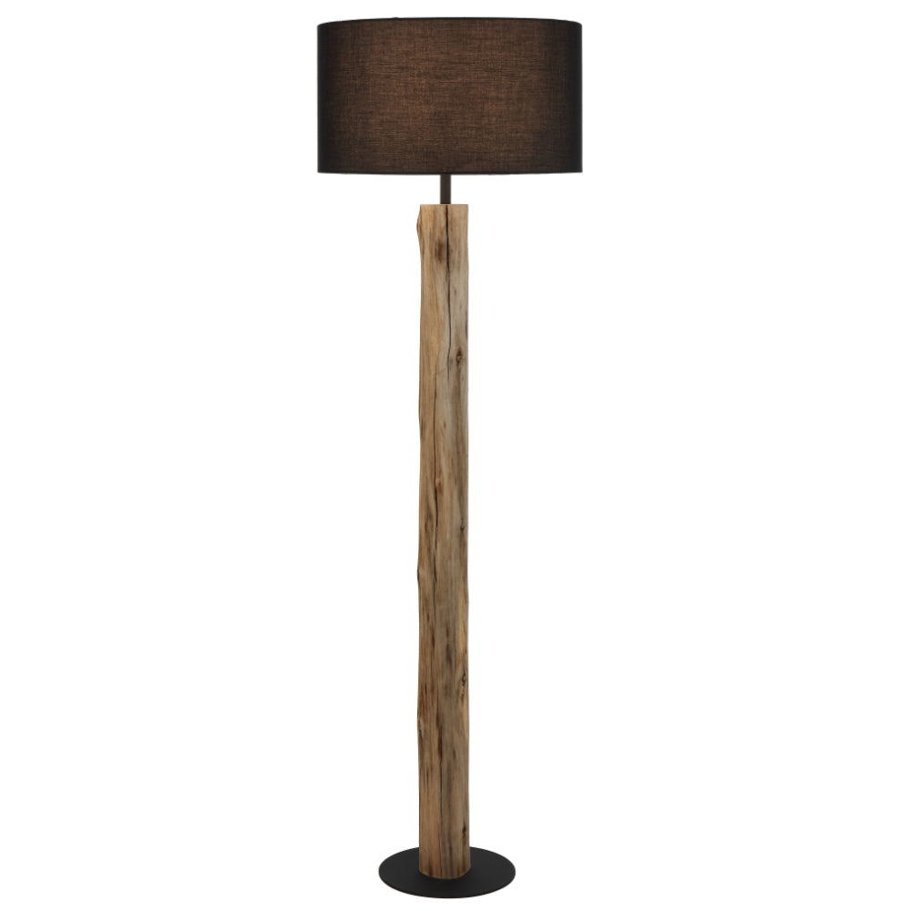 Chad Black and Solid Timber Modern Floor Lamp