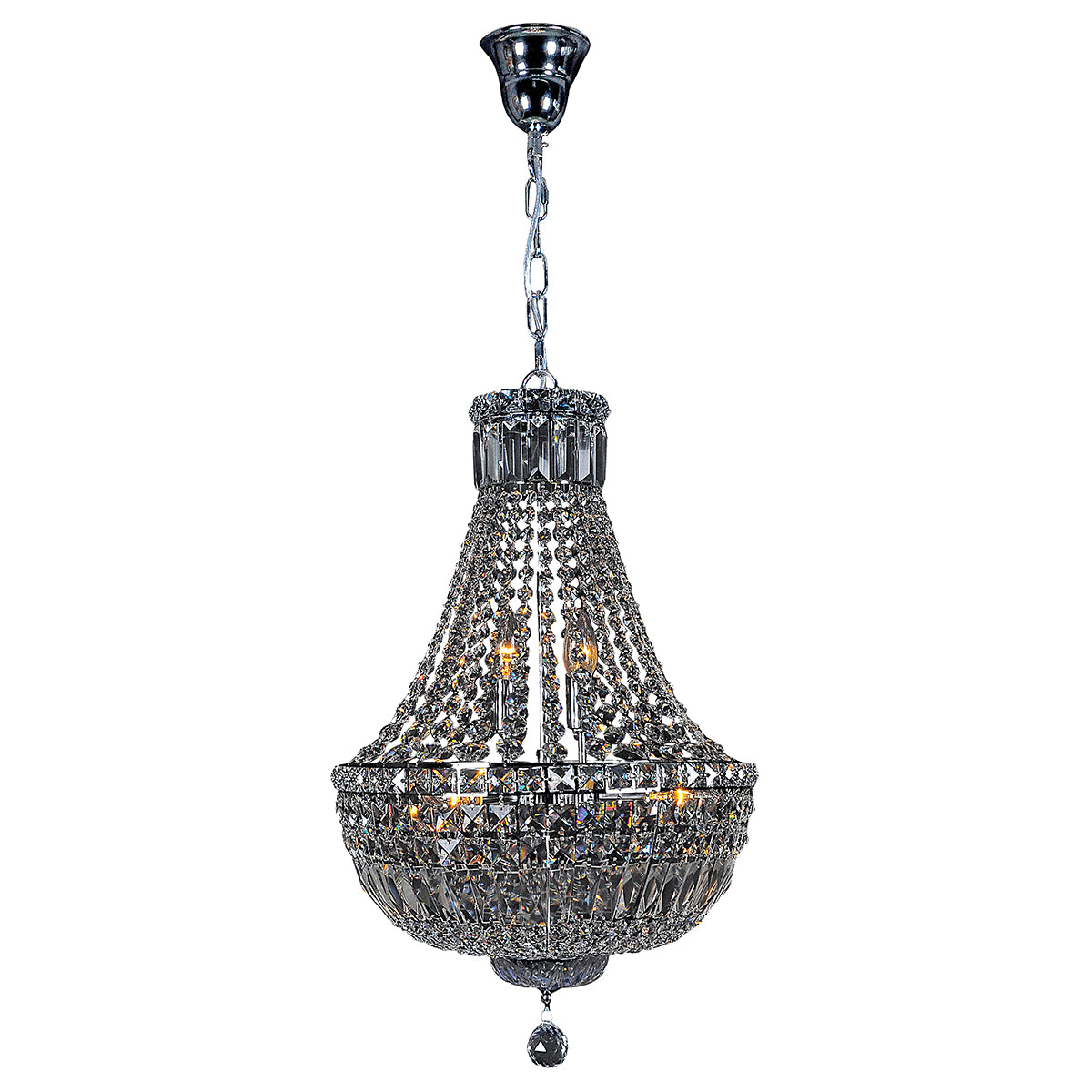 Classique 5 Light Crystal and Chrome Basket Chandelier Pendant