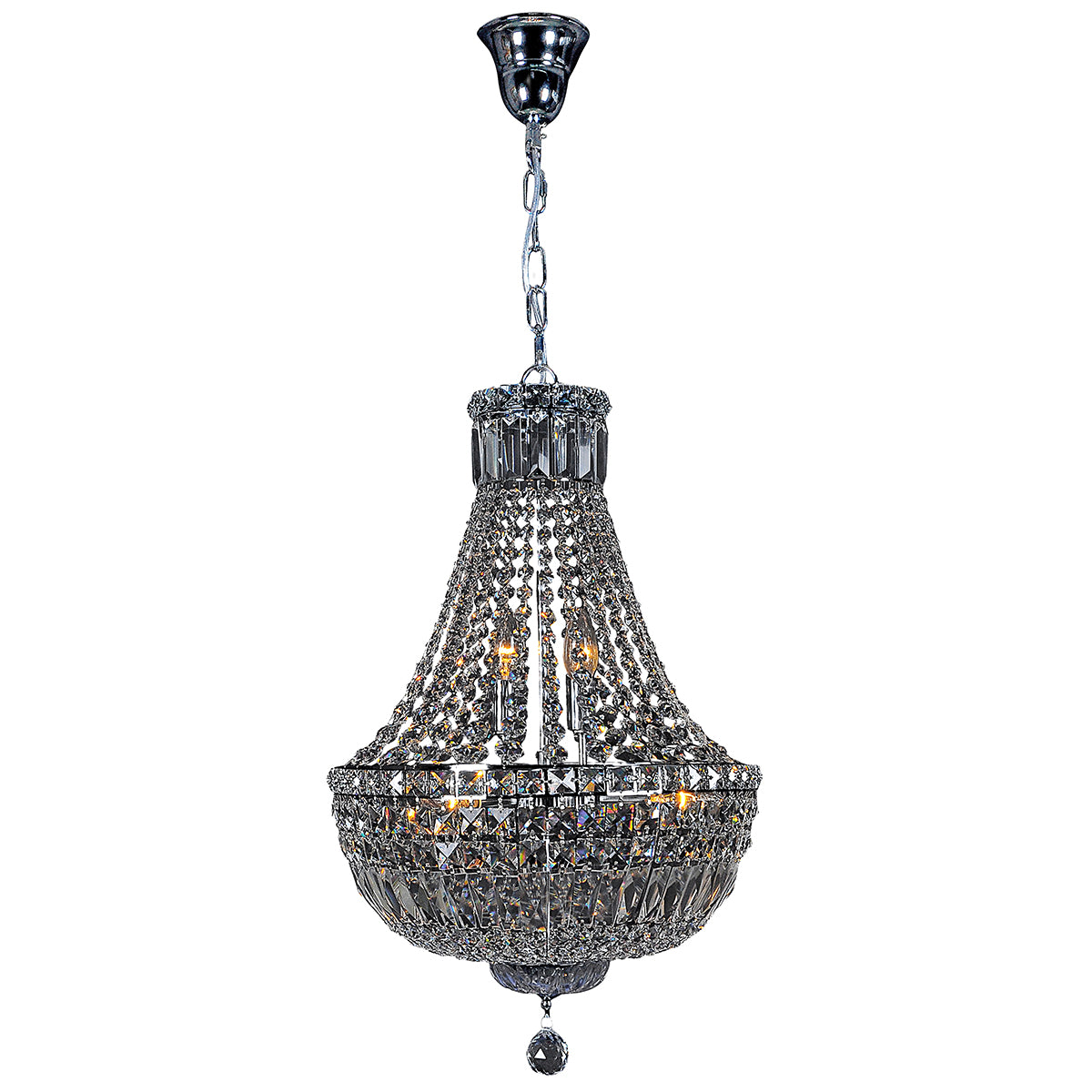 Classique 6 Light Crystal and Chrome Basket Chandelier Pendant