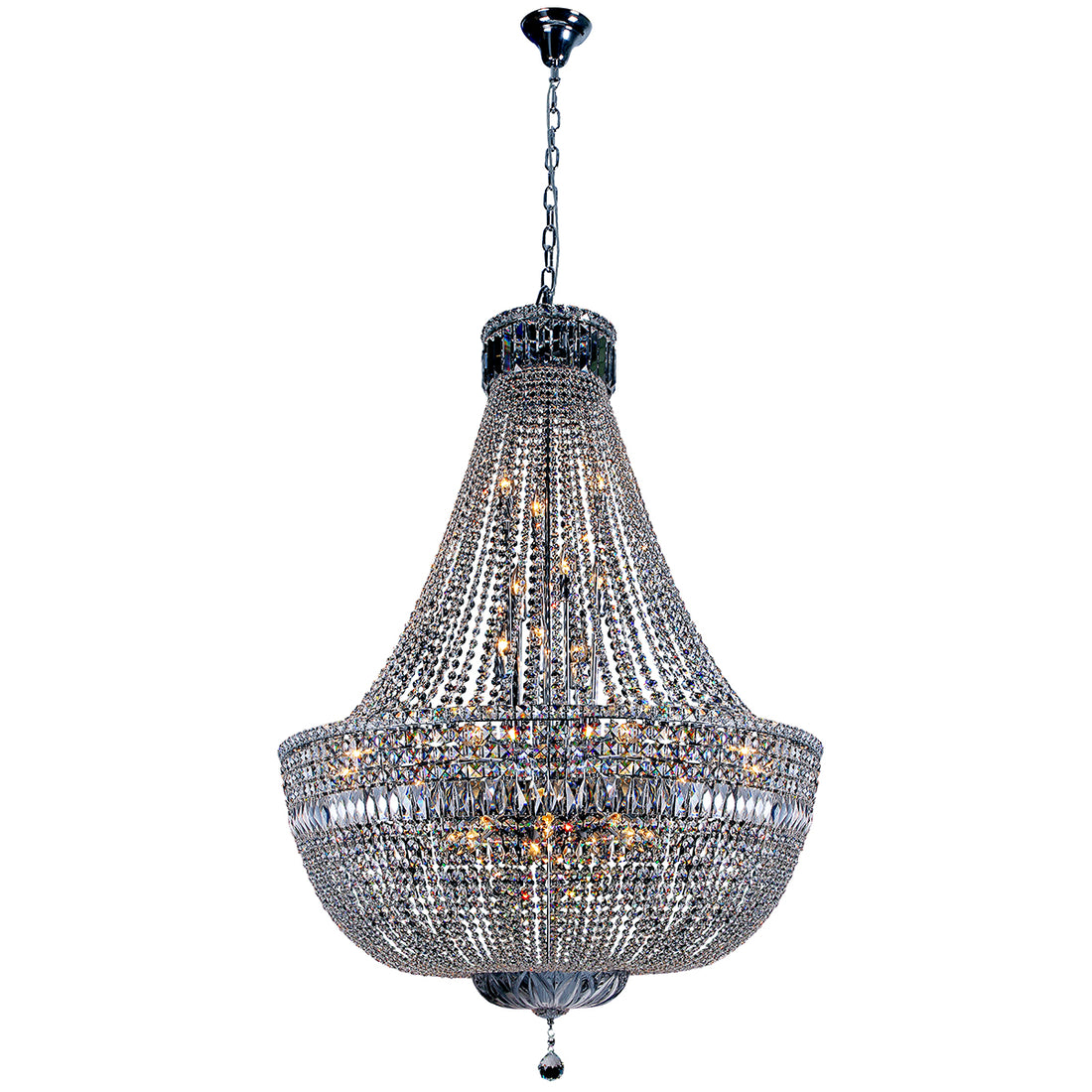 Classique 18 Light Crystal and Chrome Basket Chandelier Pendant
