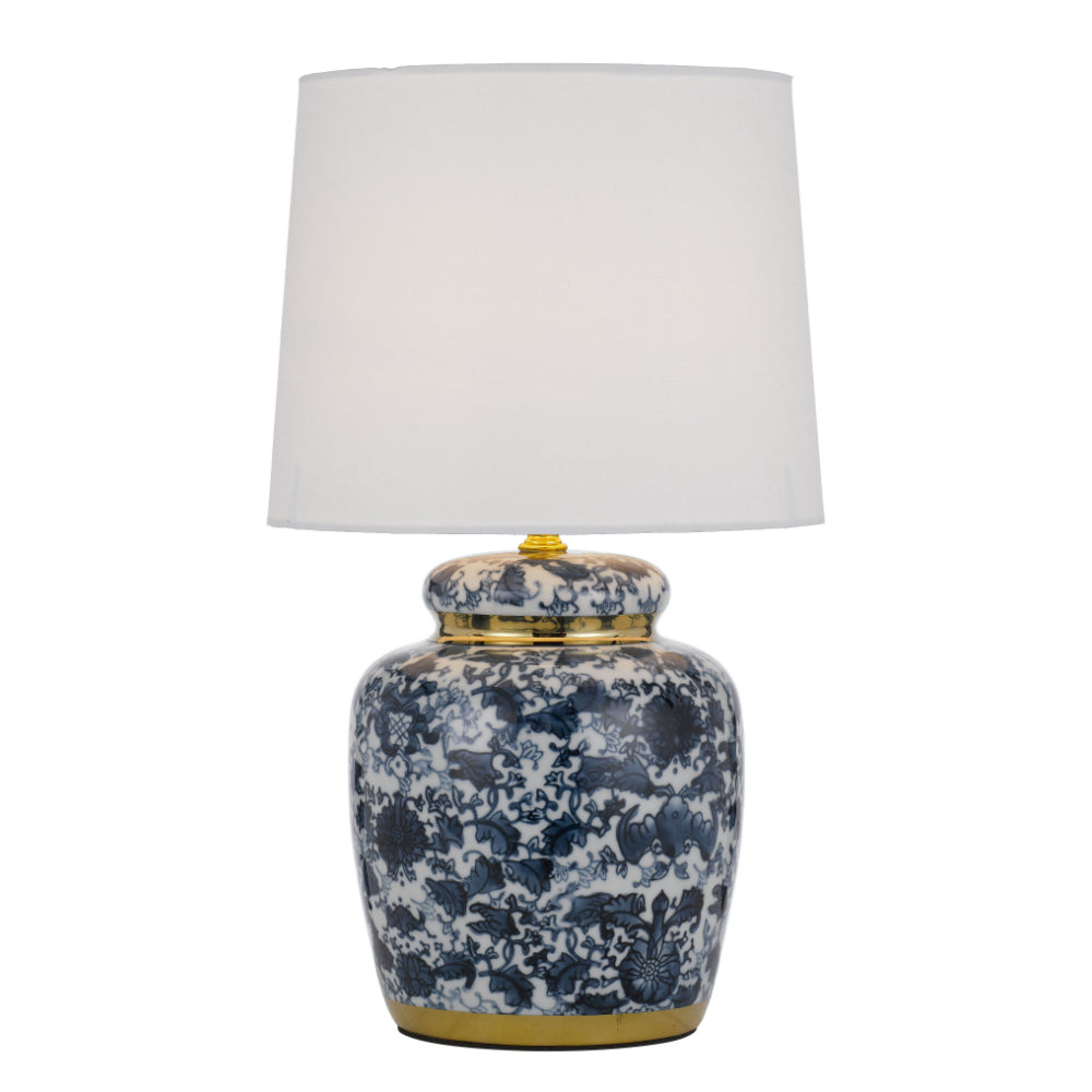 Como Classic Urn Design Blue with White and Gold Table Lamp